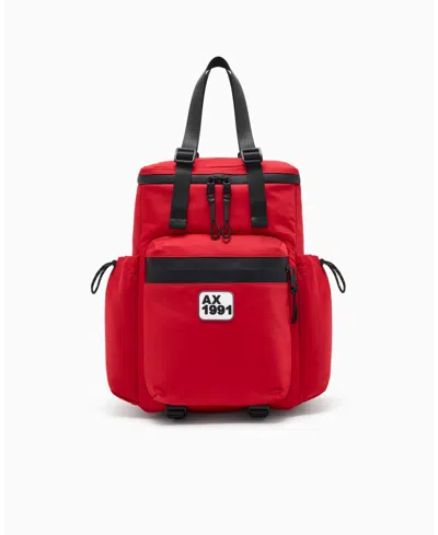 Armani Exchange Men's Nylon With Top Handles Backpack In Red