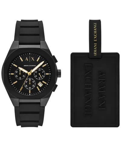 Armani Exchange Men's Quartz Chronograph Black Silicone Watch, 42mm