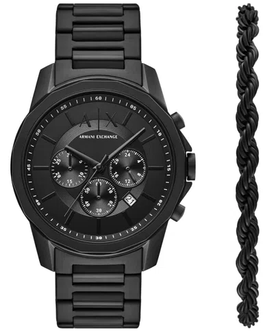 Armani Exchange Men's Quartz Chronograph Black Stainless Steel Watch 44mm