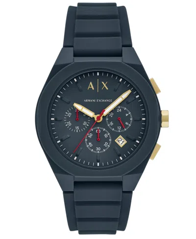 Armani Exchange Men's Quartz Chronograph Blue Silicone Watch, 44mm