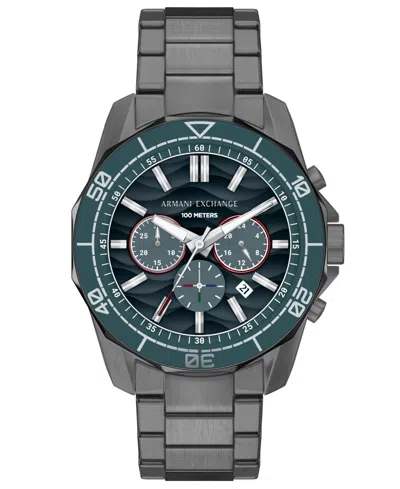 Armani Exchange Men's Quartz Chronograph Gunmetal Stainless Steel Watch, 44mm In Black