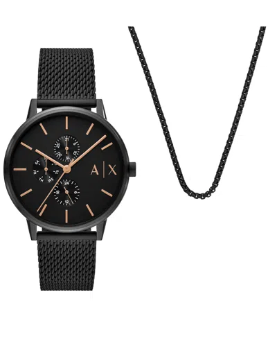 Armani Exchange Men's Quartz Multifunction Black Stainless Steel Watch 42mm