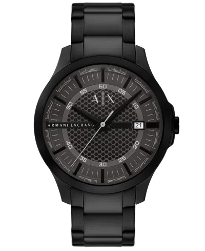 Armani Exchange Men's Quartz Three-hand Date Black Stainless Steel Watch, 46mm
