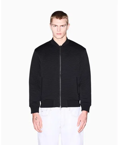 Armani Exchange Men's Quilted Textured Bomber Jacket In Black