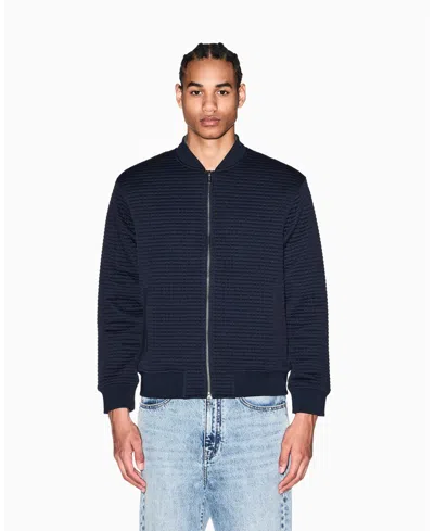 Armani Exchange Men's Quilted Textured Bomber Jacket In Blue