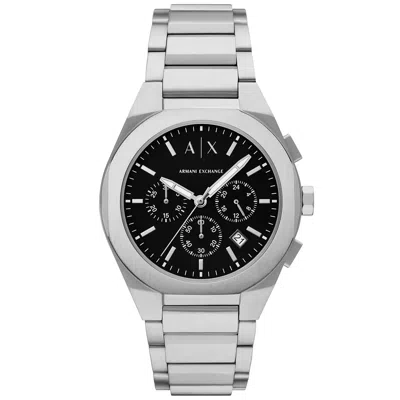 Armani Exchange Men's Rafael Black Dial Watch In Silver