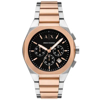 Armani Exchange Men's Rafael Black Dial Watch In Gold