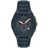 Armani Exchange Chronograph Blue Silicone Watch In Blue