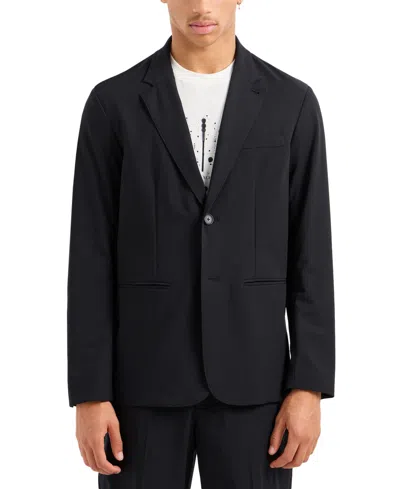 Armani Exchange Men's Solid Notch Lapel Stretch Blazer In Black