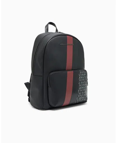 Armani Exchange Men's Striped Logo Details Backpack In White