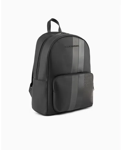 Armani Exchange Men's Striped Logo Details Backpack In Red