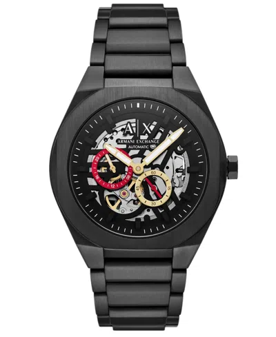 Armani Exchange Men's Sync Automatic Black Stainless Steel Watch, 44mm