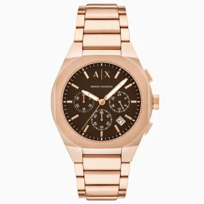 Armani Exchange Men's Sync Brown Dial Watch In Gold
