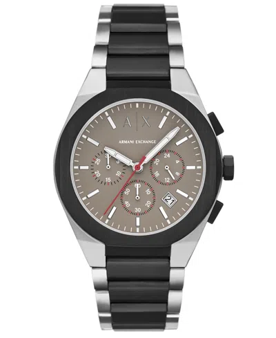 Armani Exchange Men's Sync Chronograph Two-tone Stainless Steel Watch, 42mm In Black