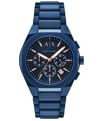 ARMANI EXCHANGE MEN'S SYNC QUARTZ CHRONOGRAPH BLUE STAINLESS STEEL WATCH, 42MM