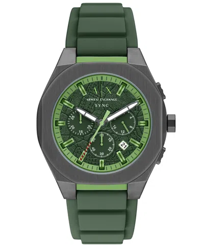 Armani Exchange Men's Sync Quartz Chronograph Green Silicone Watch, 44mm