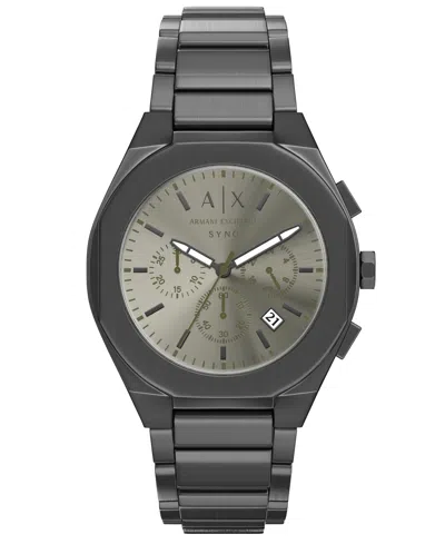 Armani Exchange Men's Sync Quartz Chronograph Gunmetal Stainless Steel Watch, 42mm In Gray