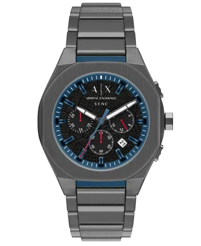 Armani Exchange Men's Sync Quartz Chronograph Gunmetal Stainless Steel Watch, 44mm In Gray
