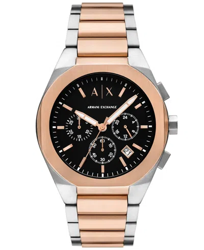 Armani Exchange Men's Sync Quartz Chronograph Two-tone Stainless Steel Watch 42mm In Gold