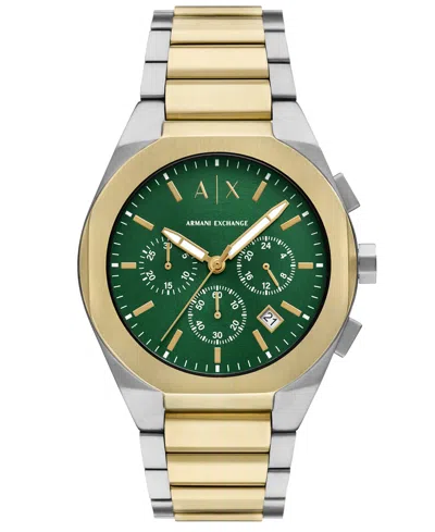 Armani Exchange Men's Sync Quartz Chronograph Two-tone Stainless Steel Watch 42mm In Gray