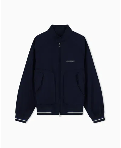 Armani Exchange Men's Twill Bomber With Piping Jacket In Deep Navy