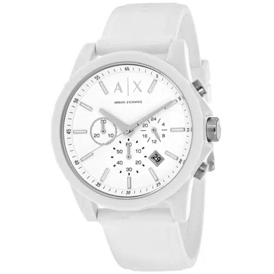 Armani Exchange Men's White Dial Watch In Silver