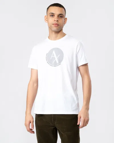 Armani Exchange Mens Circle Logo T-shirt In White