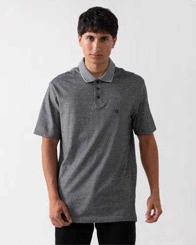 Armani Exchange Mens Contrast Collar Embroidered Monogram Polo Shirt In Gray