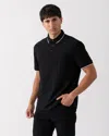 Armani Exchange Mens Contrast Tipped Logo Pattern Polo Shirt In Black