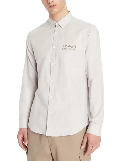 Armani Exchange Mens Cotton Long Sleeve Button-down Shirt In Neutral