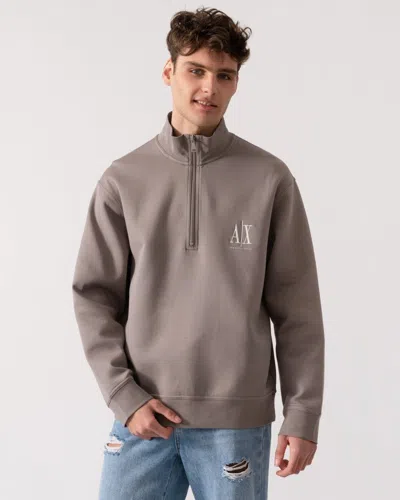ARMANI EXCHANGE MENS EMBROIDERED A|X LOGO 1/4 ZIP SWEATSHIRT