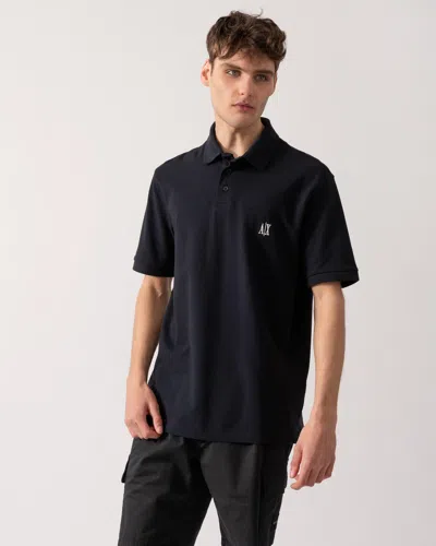 Armani Exchange Mens Embroidered A|x Monogram Short Sleeve Polo Shirt In Blue