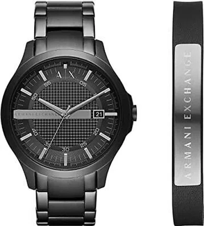 Pre-owned Armani Exchange Mens Hampton Stainless Steel Analogue Watch With Bracelet (black