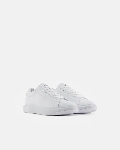 Armani Exchange Mens Leather Sneakers In White