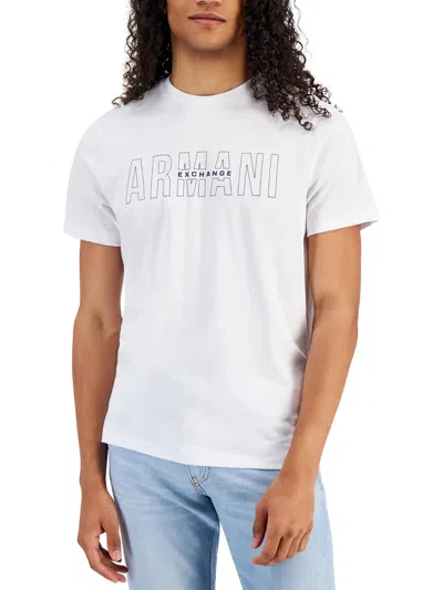 Armani Exchange Mens Logo Cotton Graphic T-shirt In White