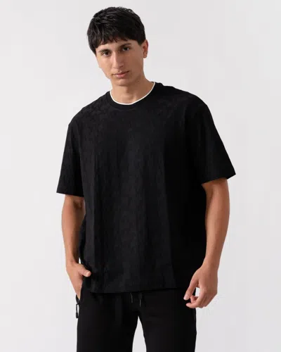 Armani Exchange Mens Logo Pattern Crew Neck T-shirt In Blue