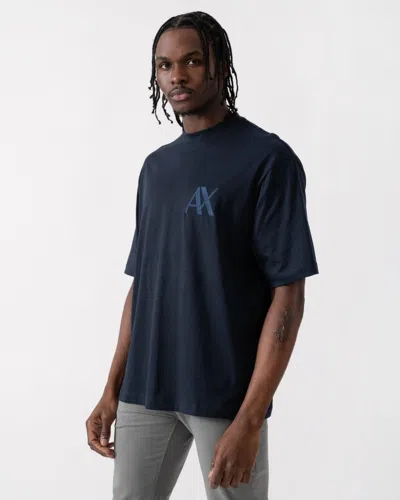 Armani Exchange Mens Monogram Logo T-shirt In Blue