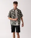 Armani Exchange Mens Palm Tree Print Hawaiian Shirt In Gray