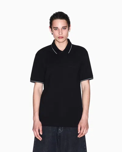 Armani Exchange Mens Regular Fit Mercerised Cotton Polo Shirt In Black