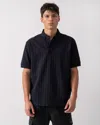 Armani Exchange Mens Regular Fit Polo Shirt With Tone-on-tone Allover Logo In Black