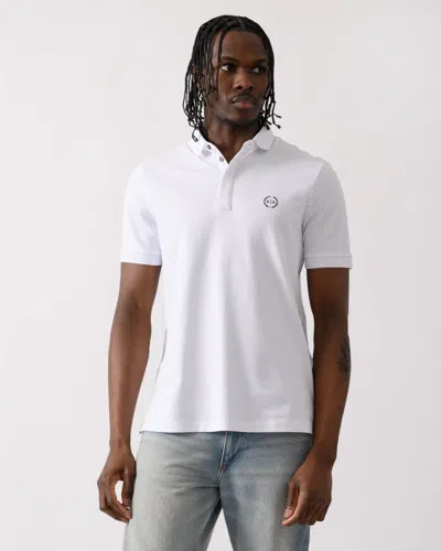 Armani Exchange Mens Short Sleeve Micro Logo Polo Shirt In White