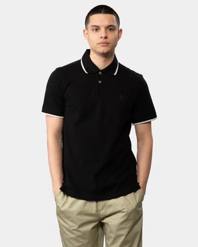 Armani Exchange Mens Small Logo Pique Polo Shirt In Black