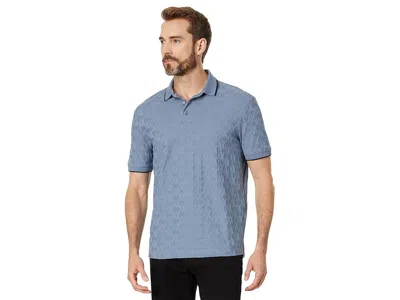 Armani Exchange Mercerized Ax Jacquard Cotton Polo In Blue