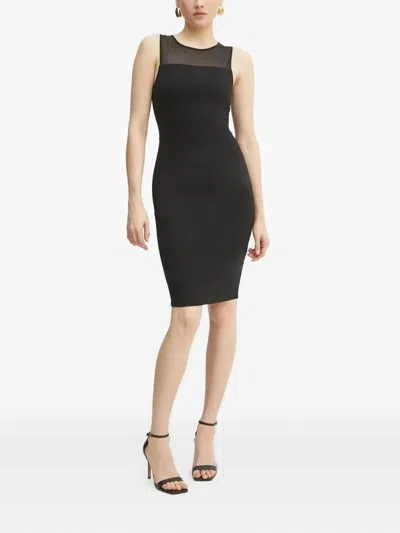 Armani Exchange Mesh-insert Mini Dress In Black