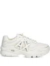 Armani Exchange Mesh-panelled Lace-up Sneakers In White