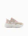 Armani Exchange Mesh Sneakers With Custom Tread In Pink