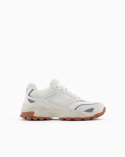 Armani Exchange Mesh Trainers With Oversized Sole In White