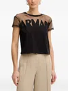 Armani Exchange Mesh-panel Logo T-shirt In Black