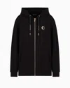 Armani Exchange Metal Logo Zip Up Hoodie In Black