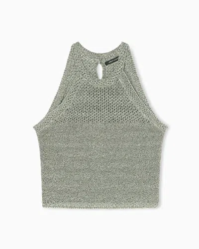 Armani Exchange Metal Top With Short Sleeves In Green
